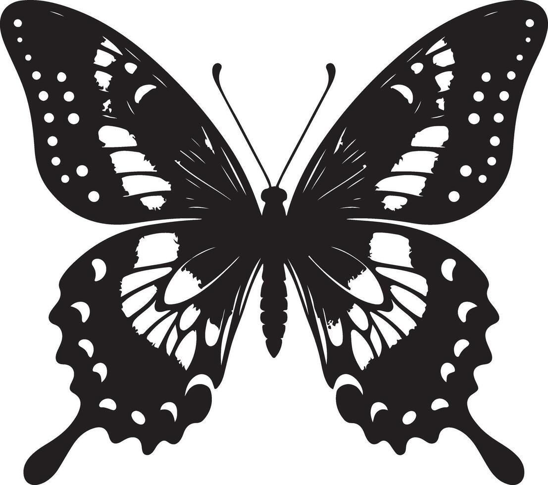 mariposas y flores, modelo con mariposas, conjunto de mariposas, volador mariposas silueta negro conjunto aislado en blanco antecedentes vector