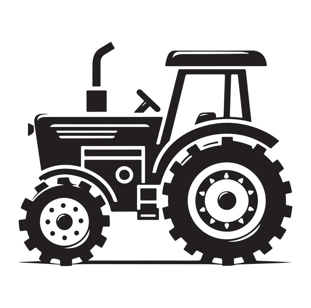 silueta de un tractor ilustración vector con negro antiguo tractor en blanco fondo, tractor aislado en blanco antecedentes