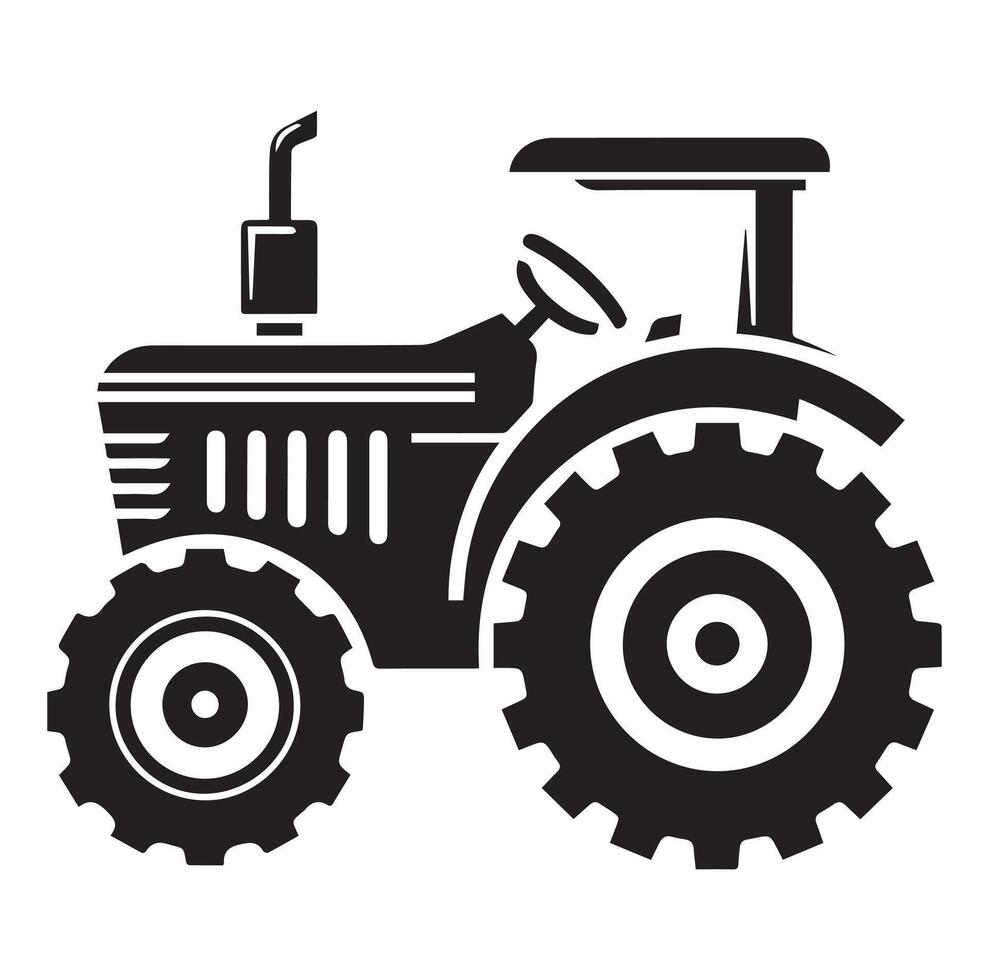 silueta de un tractor ilustración vector con negro antiguo tractor en blanco fondo, tractor aislado en blanco antecedentes