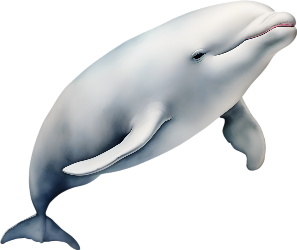 AI generated Beluga whale, Watercolor painting of Beluga whale png