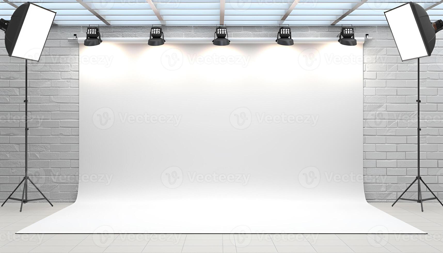 AI generated Photography studio with white backdrop photo