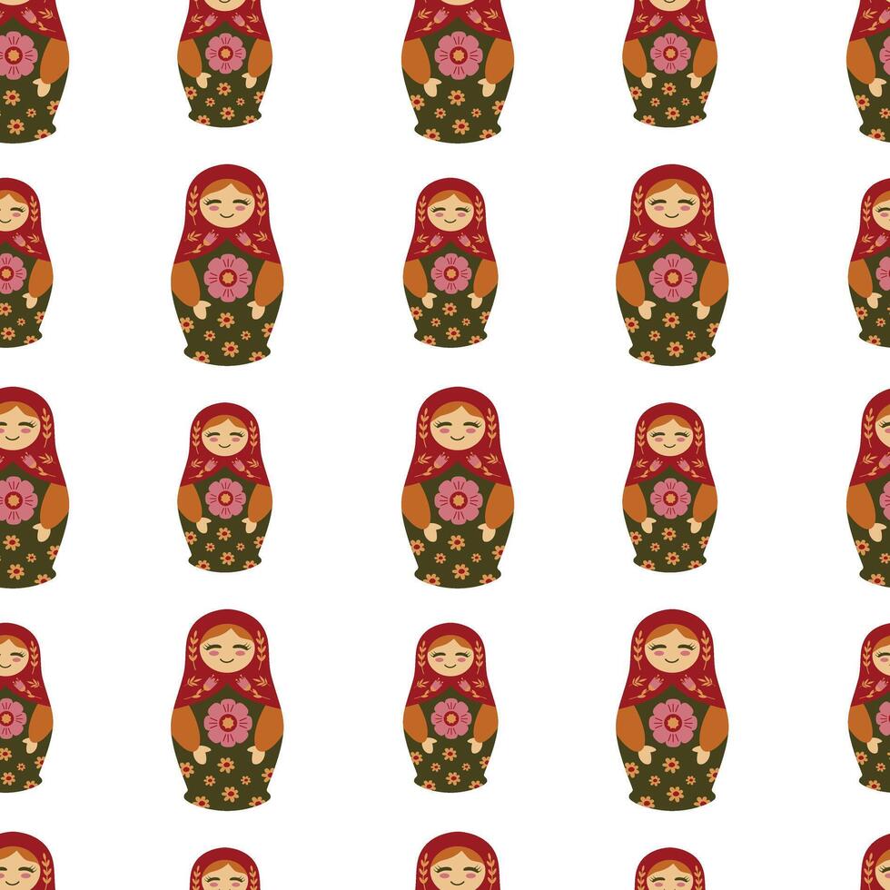 Russian doll, matryoshka seamless pattern. Vector, isolated vector