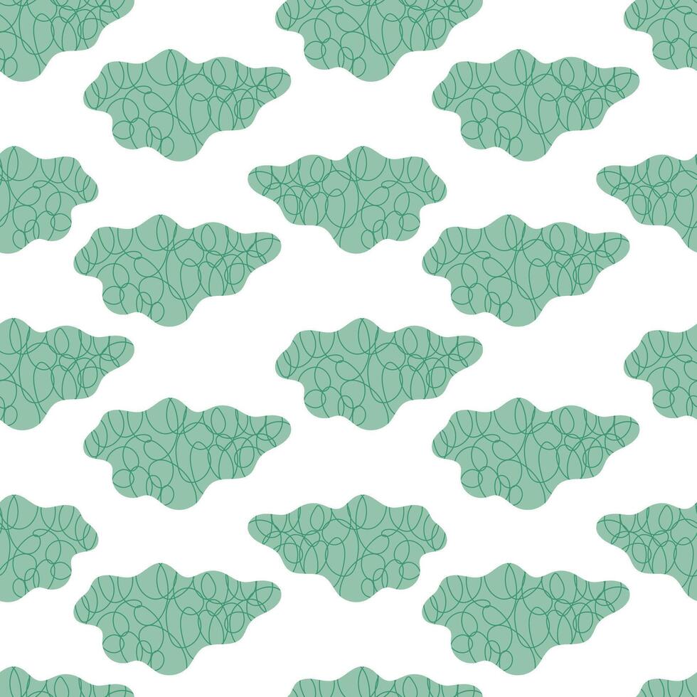 Abstract seamless pattern with clouds and doodles. For packaging, clothing, cases, covers. Vector, isolated. vector