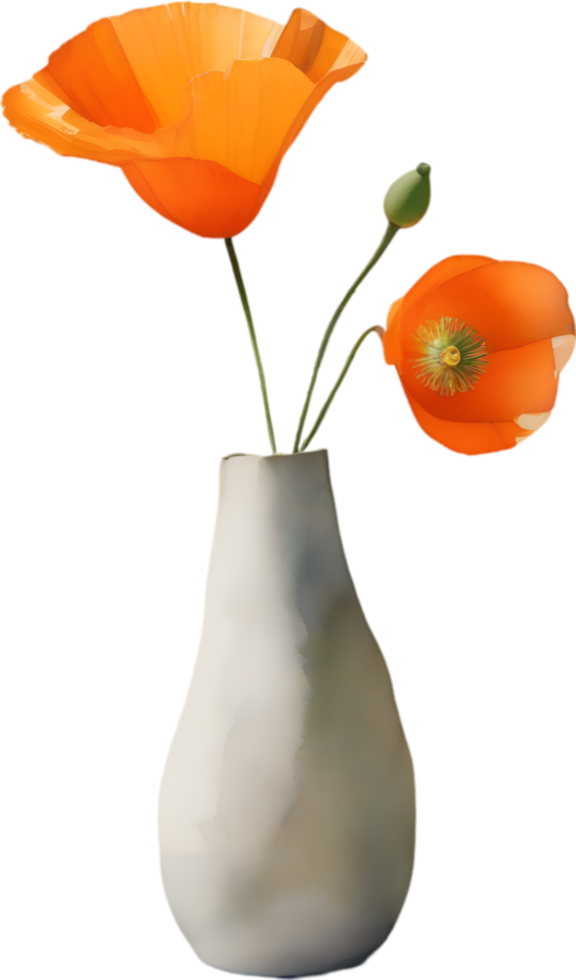 AI generated A vase of California Poppy, a watercolor painting of a vase of California Poppy. png