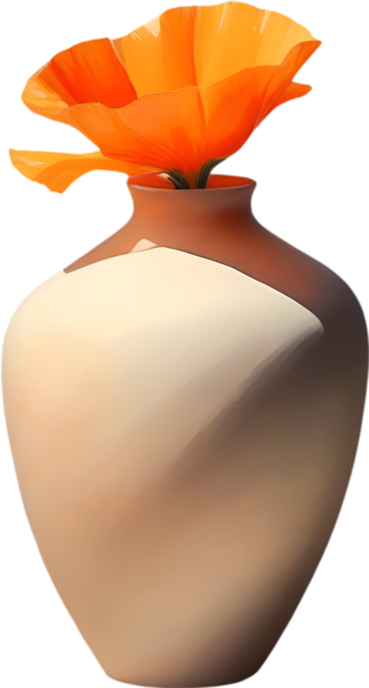 AI generated A vase of California Poppy, a watercolor painting of a vase of California Poppy. png