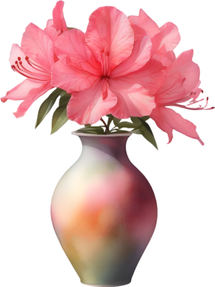 AI generated A vase of Azalea flower, a watercolor painting of a vase of Azalea flower. png