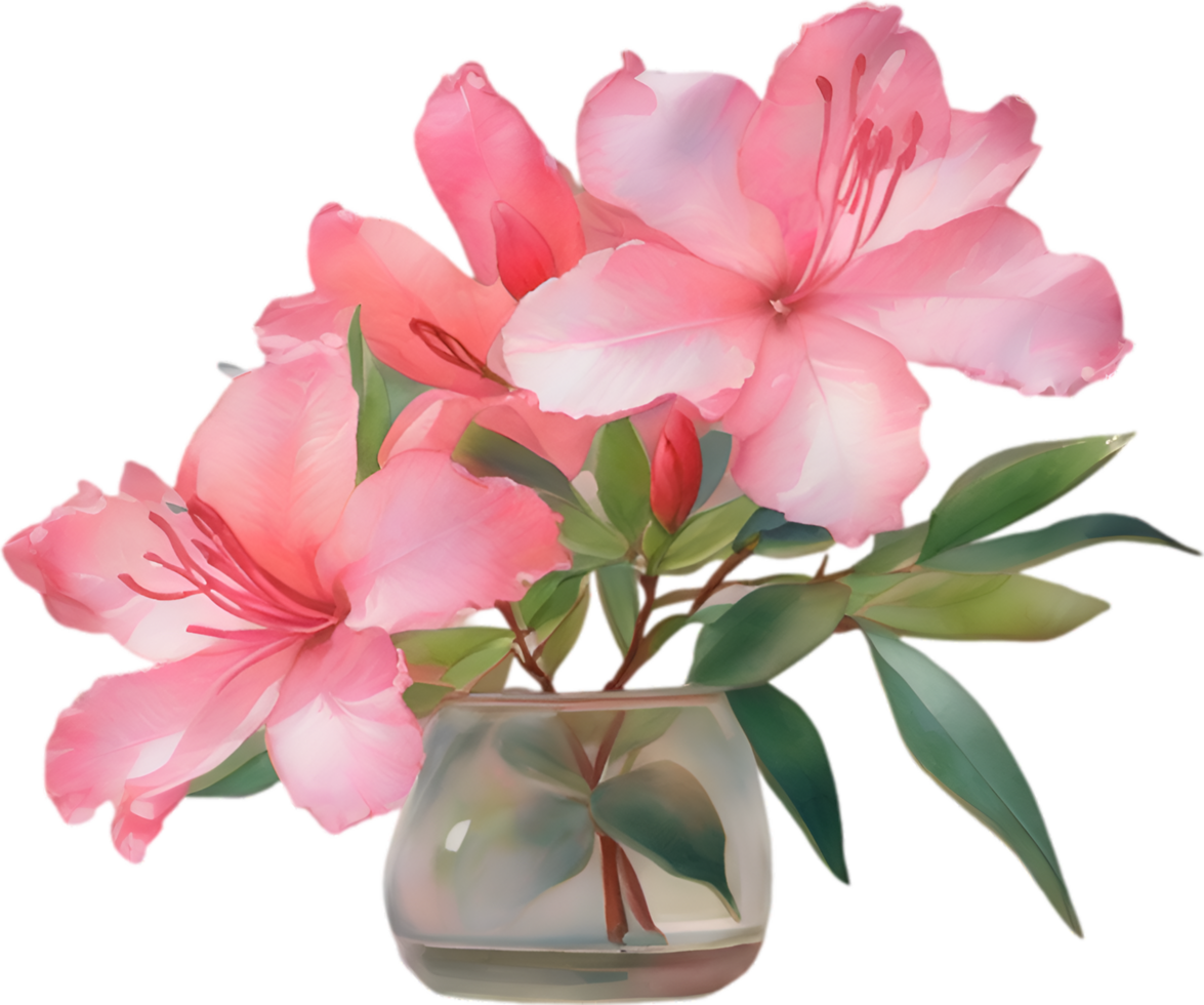 AI generated A vase of Azalea flower, a watercolor painting of a vase of Azalea flower. png