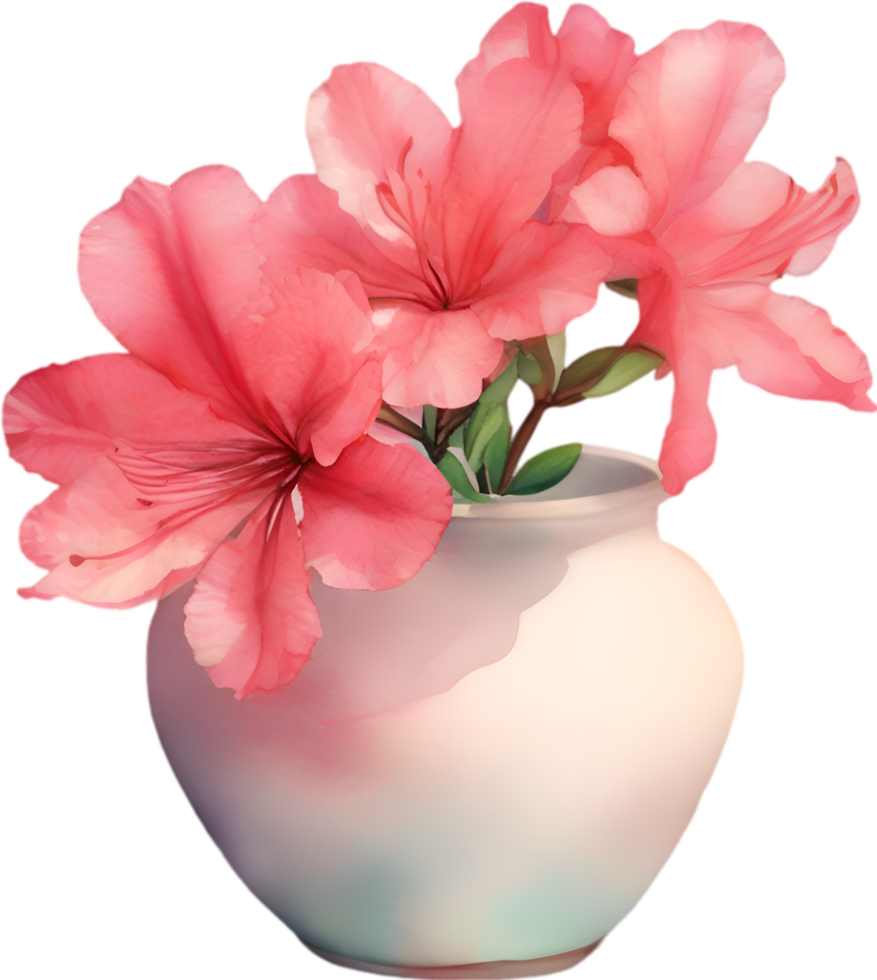 AI generated A vase of Azalea flower, a watercolor painting of a vase of Azalea flower. png