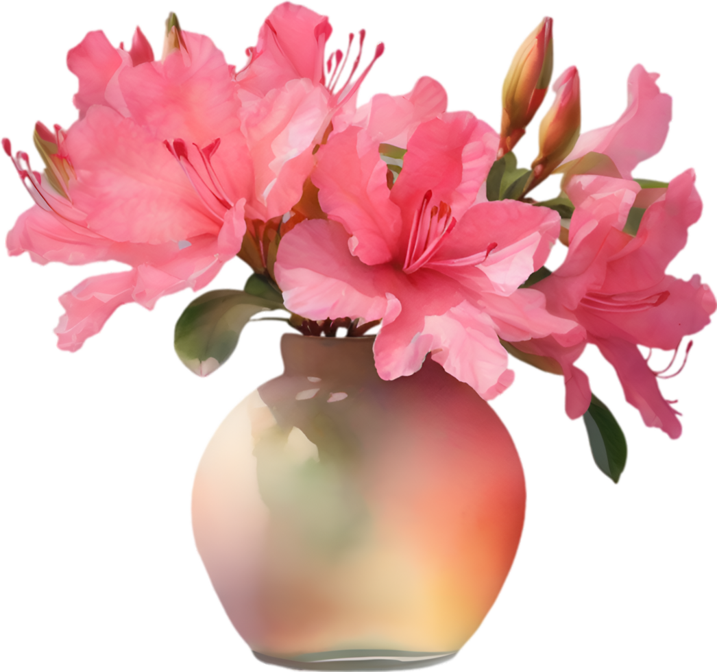 AI generated A vase of Azalea flower, a watercolor painting of a vase of Azalea flower. png