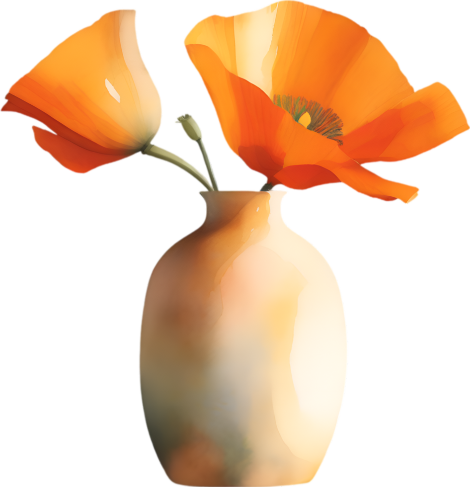 ai generato un' vaso di California papavero, un' acquerello pittura di un' vaso di California papavero. png