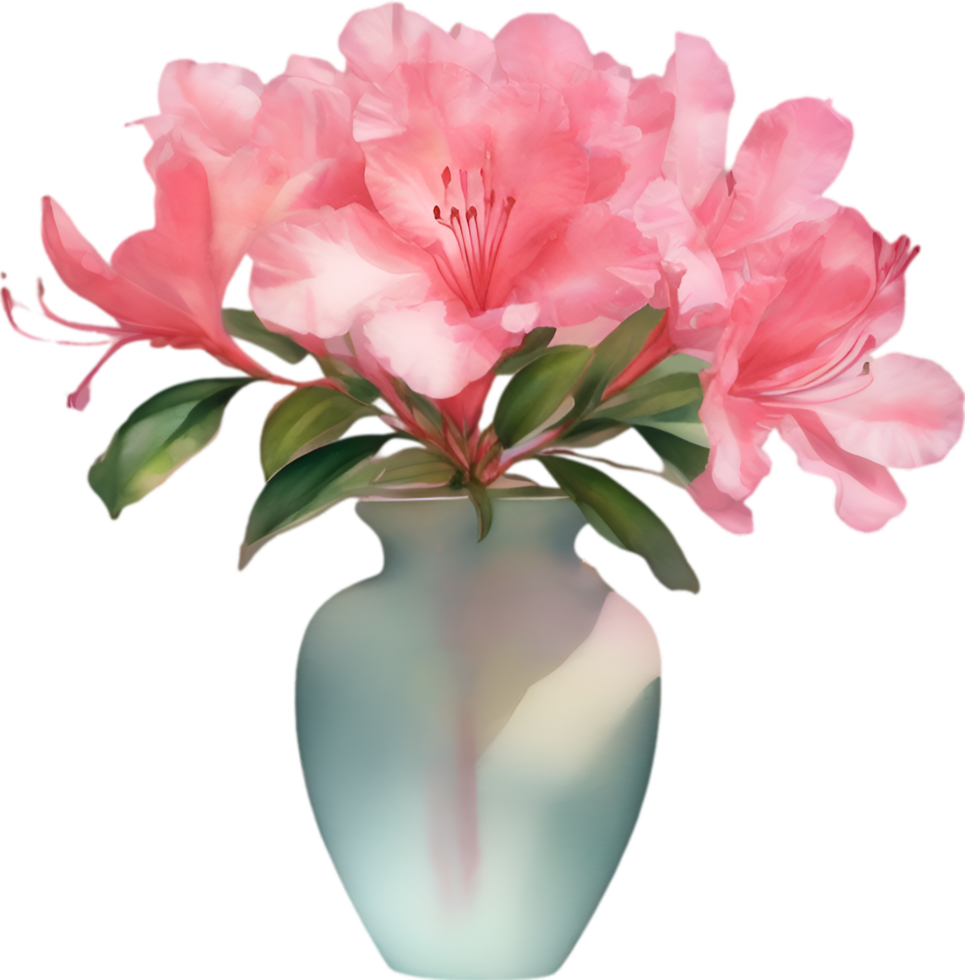 ai generado un florero de azalea flor, un acuarela pintura de un florero de azalea flor. png