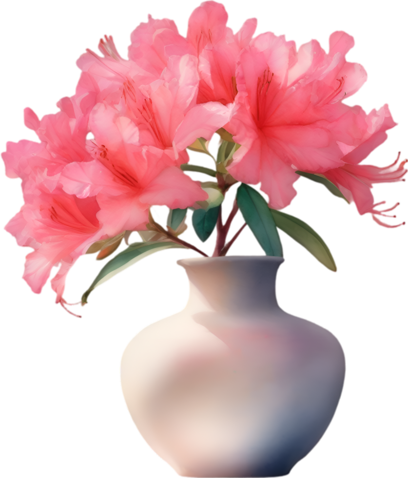 ai généré une vase de azalée fleur, une aquarelle La peinture de une vase de azalée fleur. png