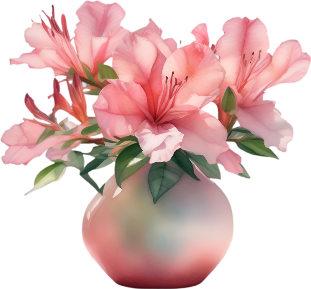 AI generated A vase of Azalea flower, a watercolor painting of a vase of Azalea flower. png