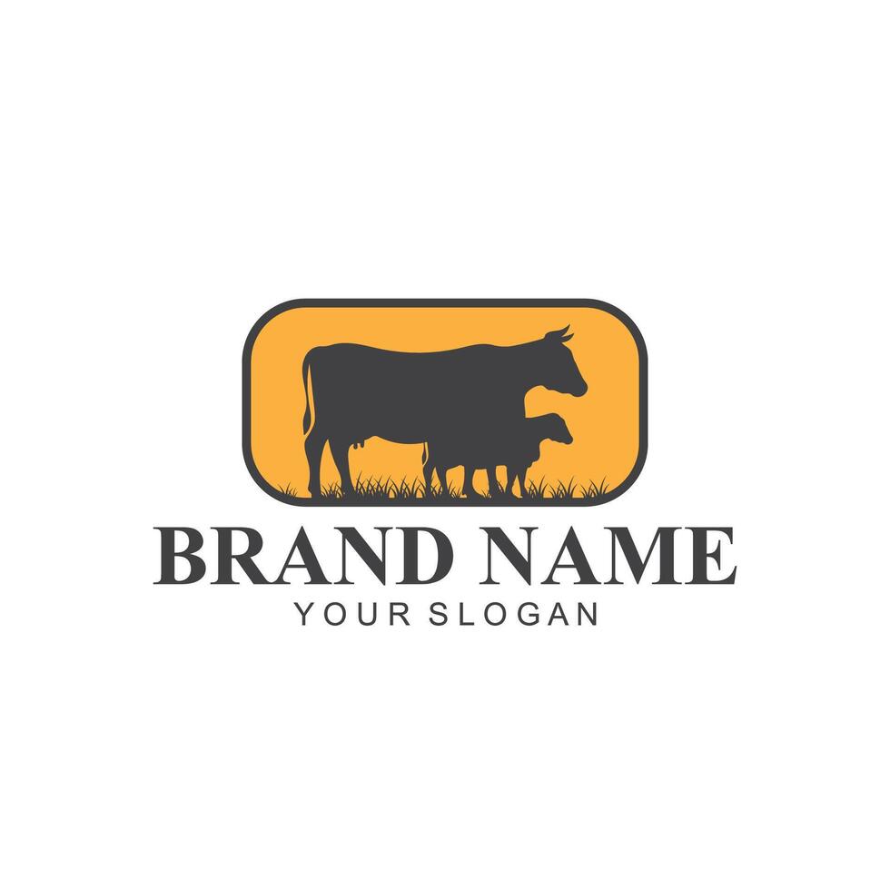 Farm Logo Vector Template. Vintage farm logo design vector illustration. cow logo