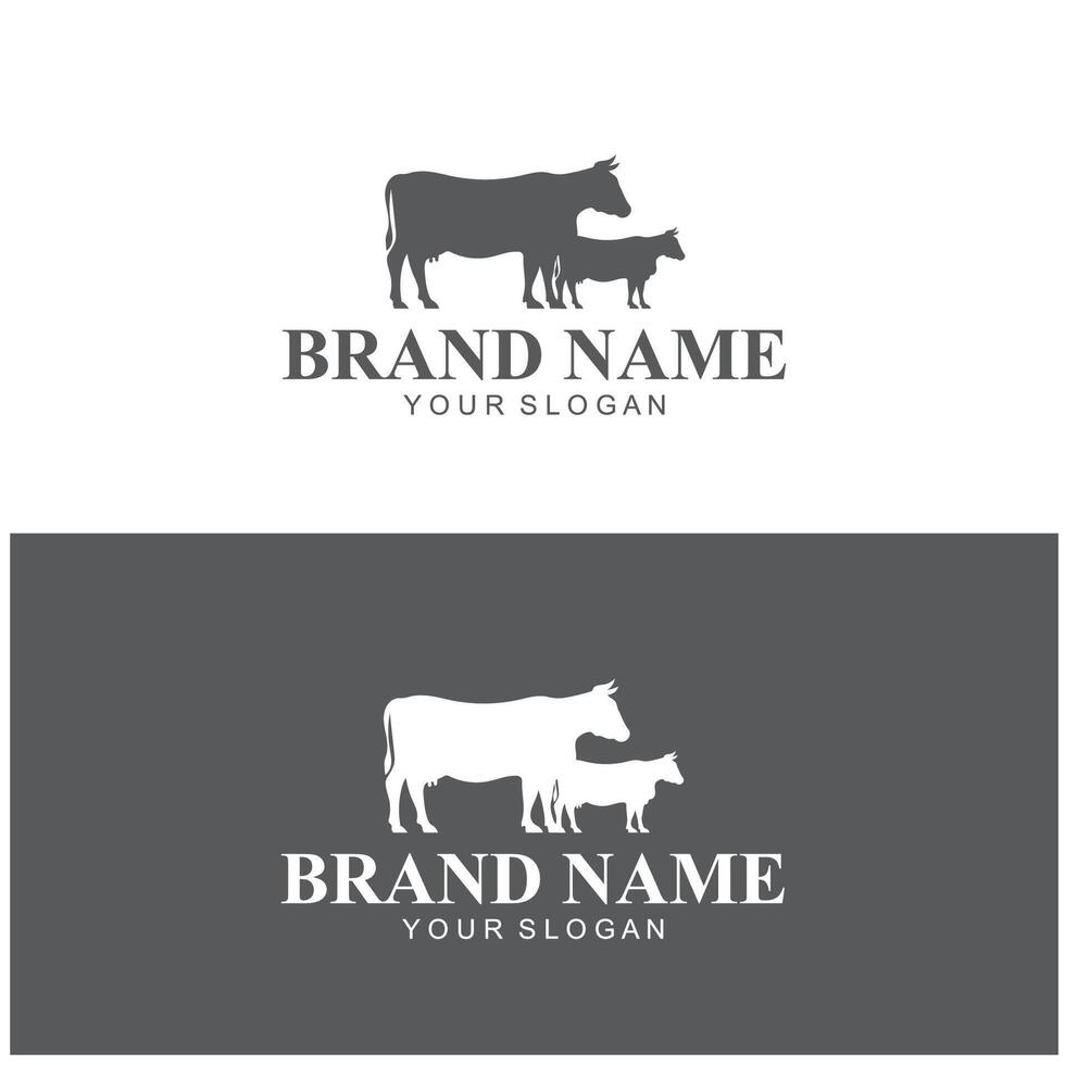 Farm Logo Vector Template. Vintage farm logo design vector illustration. cow logo