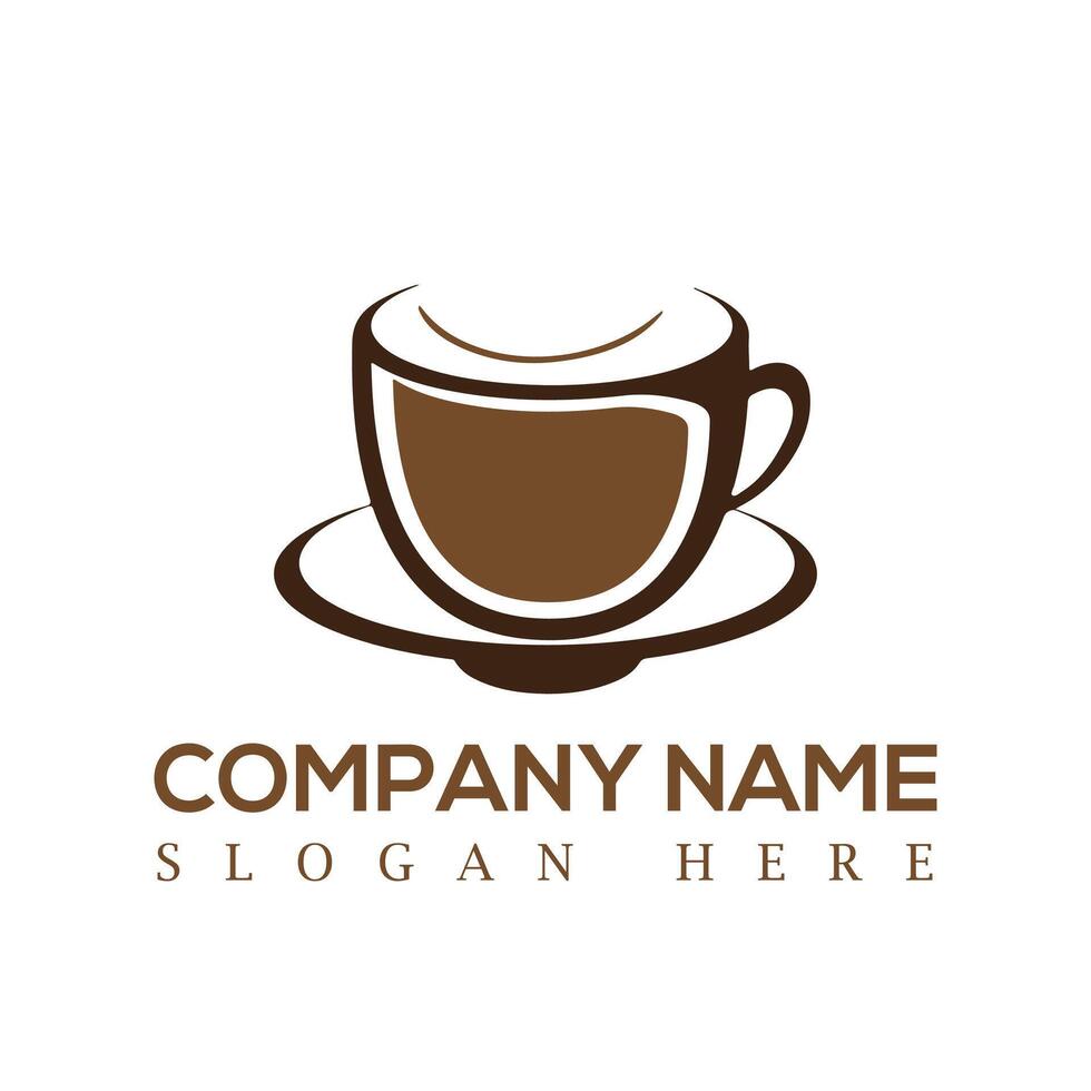 Coffee Logo design, green and brown Coffee and tea cups design with leaf, smoke and cup symbol. vector