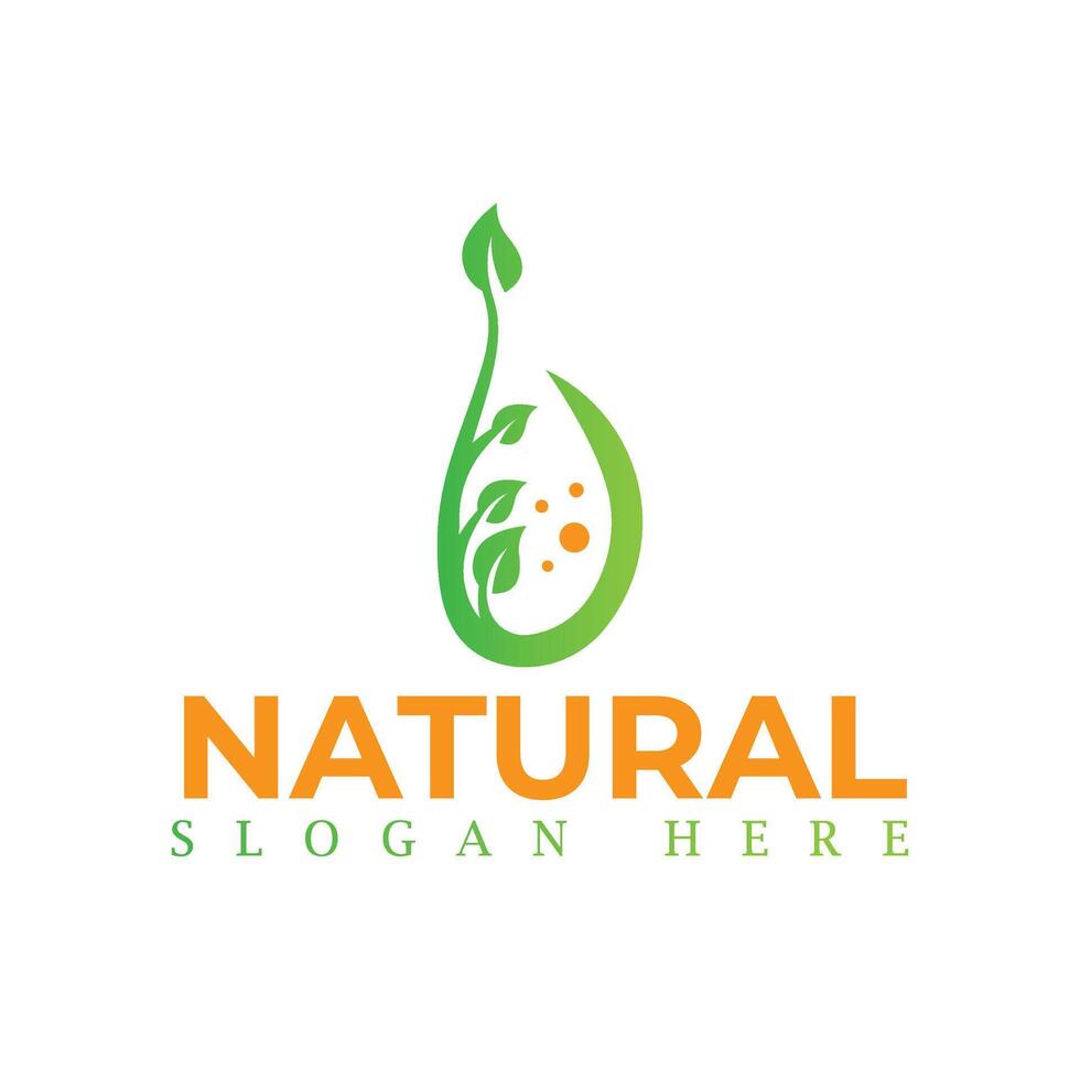 Natural, eco food, green leaf seedling, growing plant logo design vector template. Natural logos with leaves