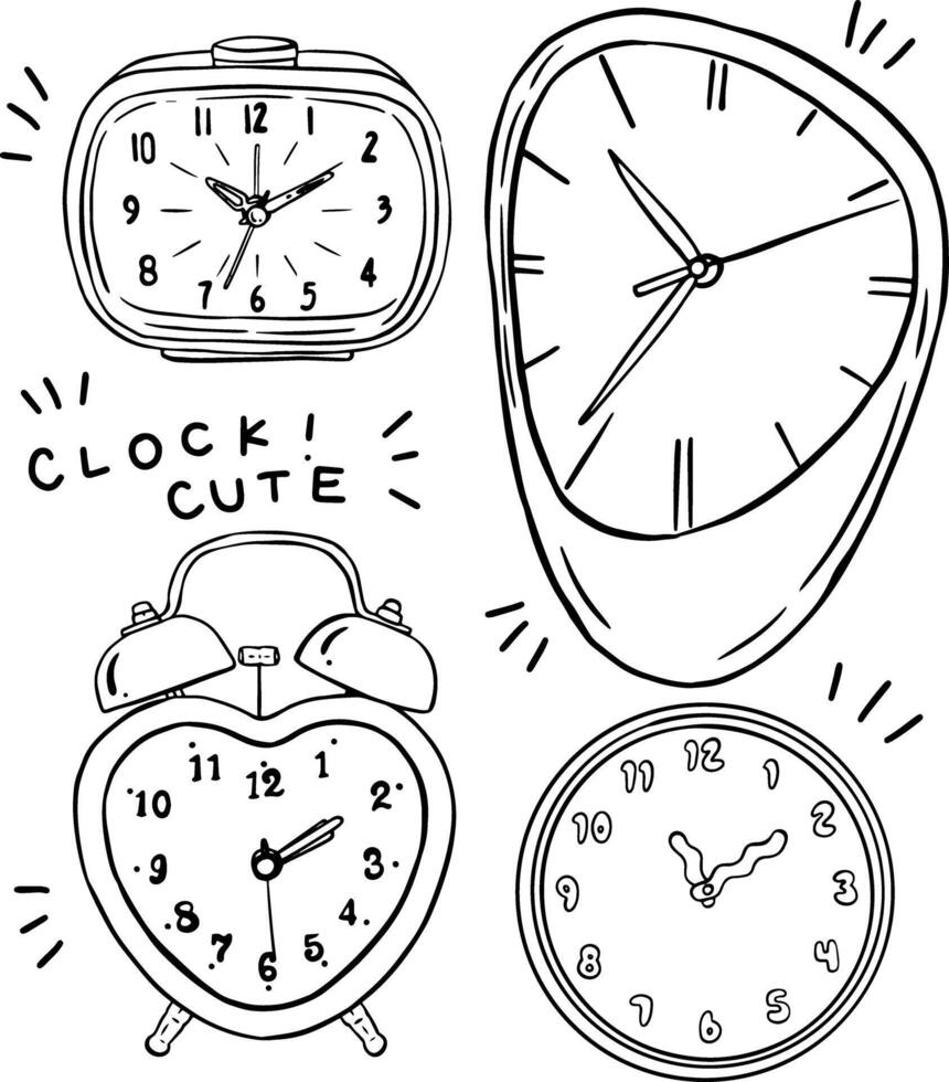 hand drawn cute clock element for templates vector