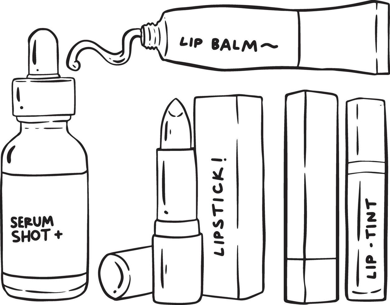 Hand drawn women care kit element for templates. vector