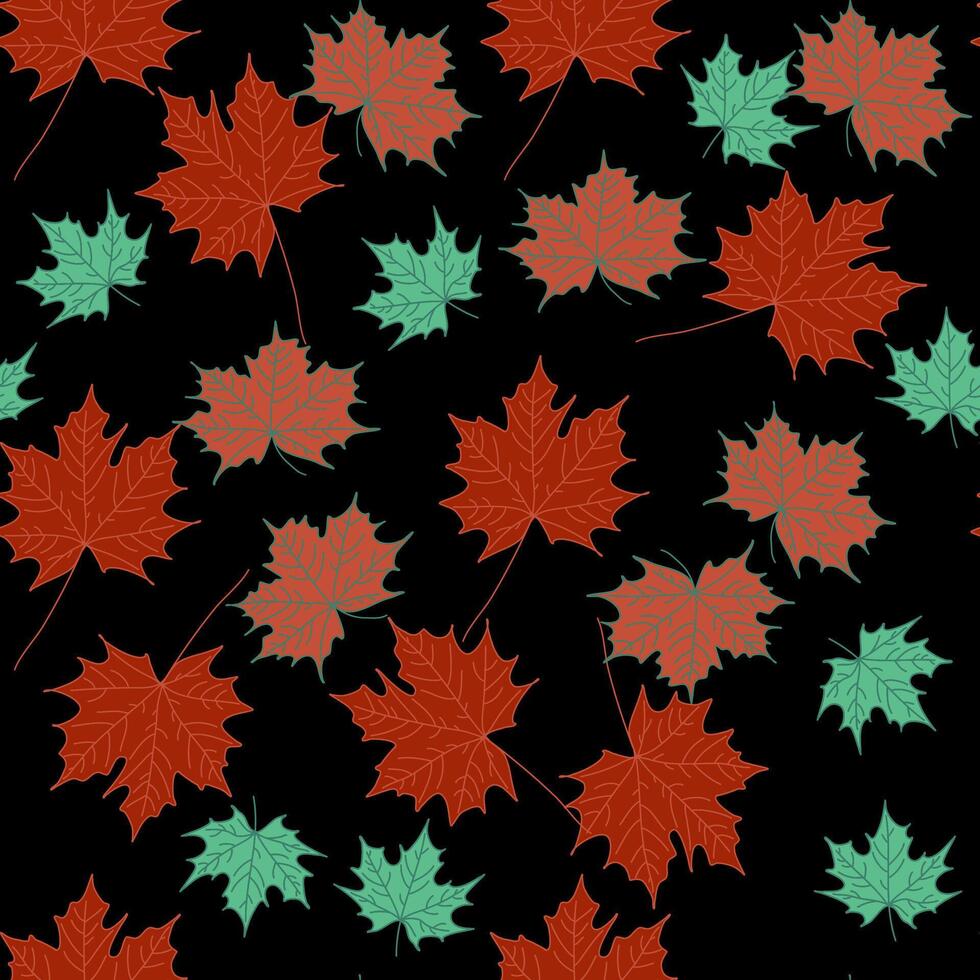 Vector seamless pattern of maple fall leaves