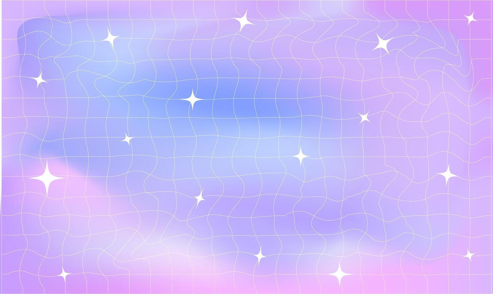 Groovy retro checkered wavy background. Stylish holographic backdrop with gradient mesh and stars. vector