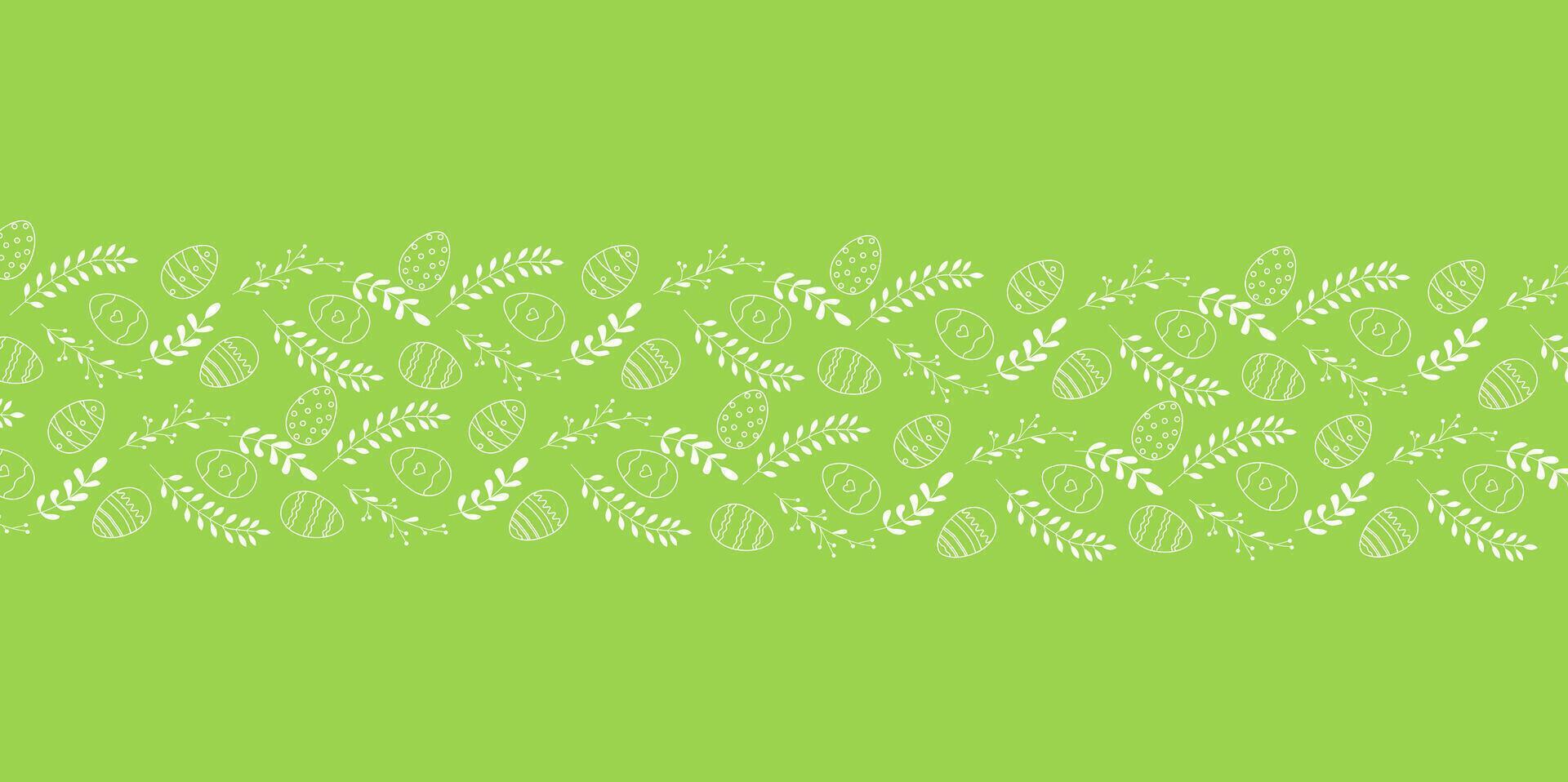 Beautiful border with Easter eggs composition. Seamless horizontal string, ribbon. Holiday design for invitation, banner, greeting card vector