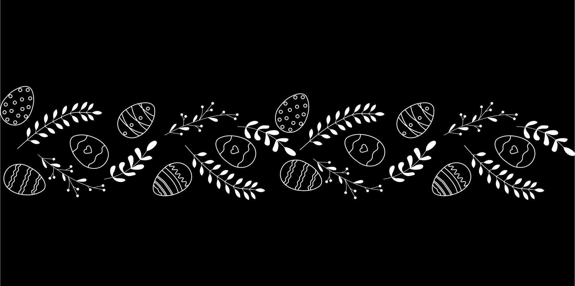 Beautiful border with Easter eggs composition. Seamless horizontal string, ribbon. Holiday design for invitation, banner, greeting card vector
