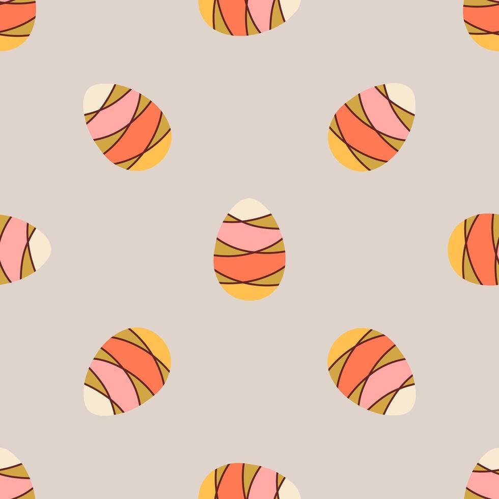 Seamless patterns with Easter eggs. Traditional religious Easter symbols. Template for fabric, wallpaper, wrapping paper vector