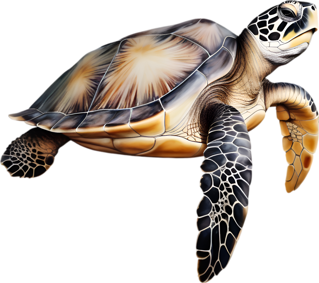 ai généré mer tortue, une aquarelle La peinture de une mer tortue. png