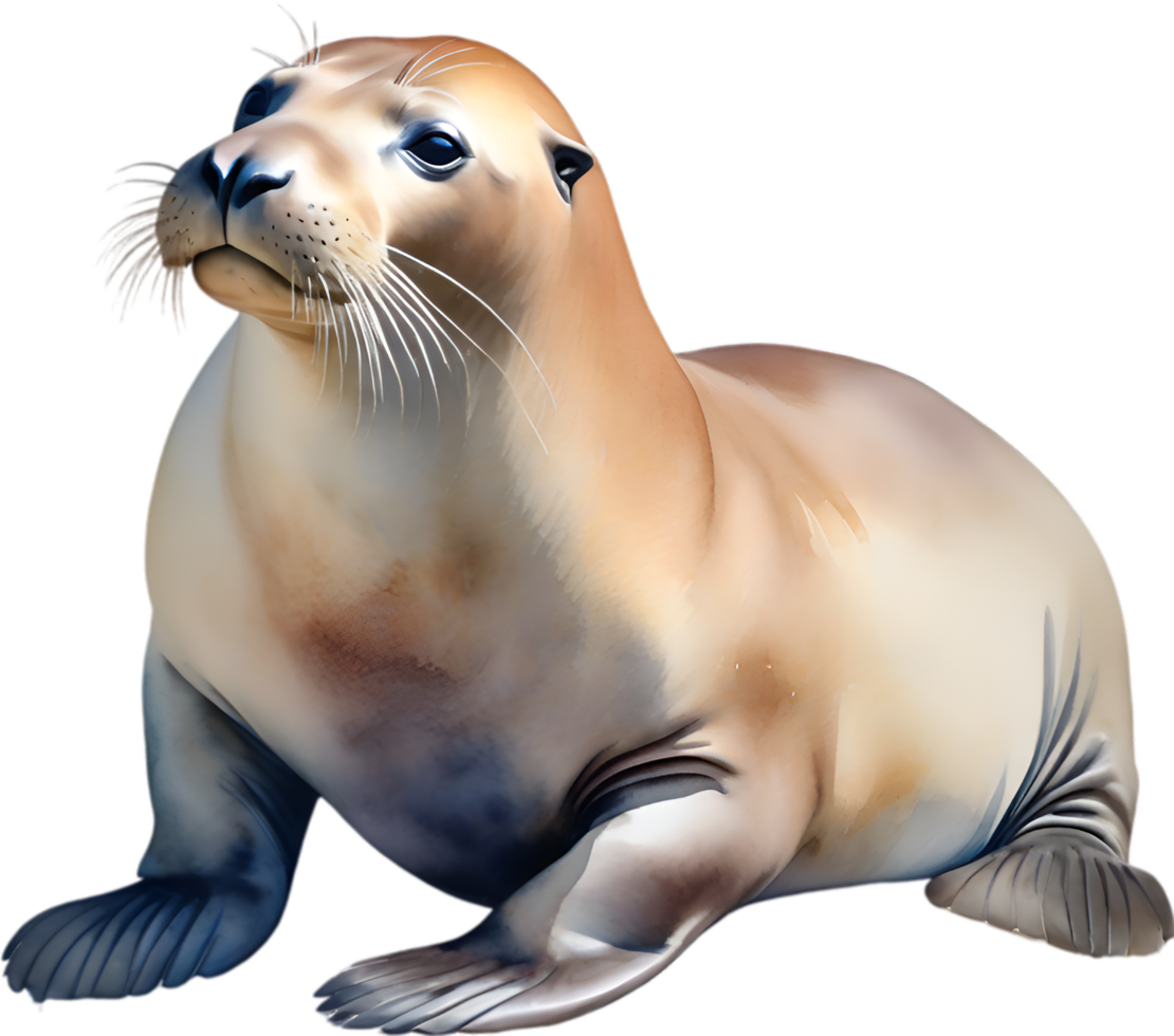 AI generated Sea lion, Watercolor painting of Sea lion. png