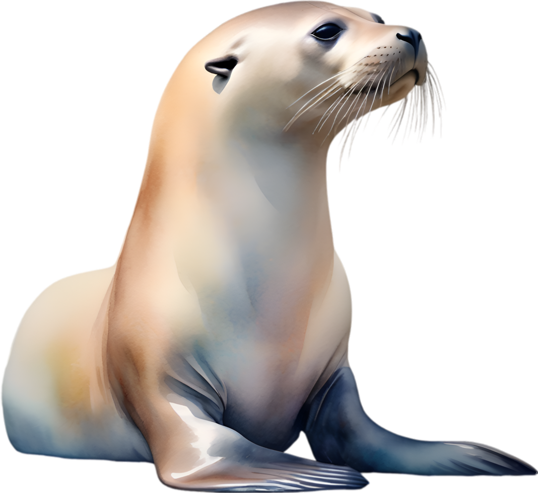 AI generated Sea lion, Watercolor painting of Sea lion. png