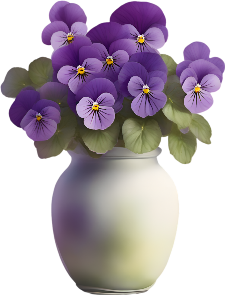 AI generated A vase of Violets flower, a watercolor painting of a vase of Violets  flowers. png