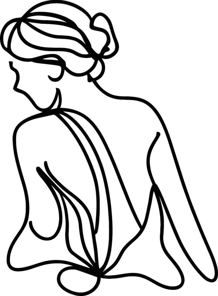 Minimalistic Female Profile Vector Illustration in Elegant Line Art