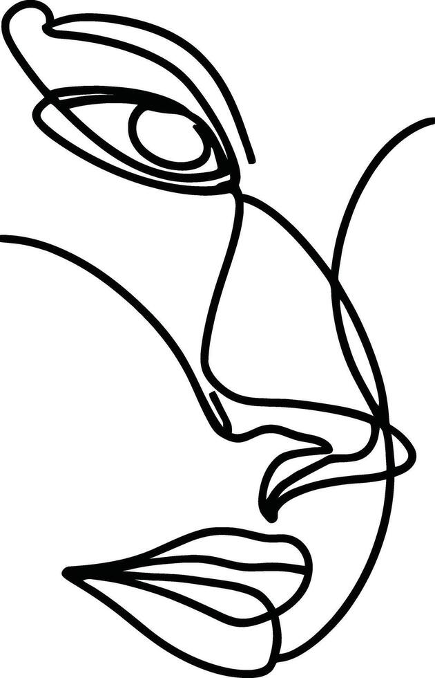 Abstract Continuous Line Vector Illustration of a Face Profile