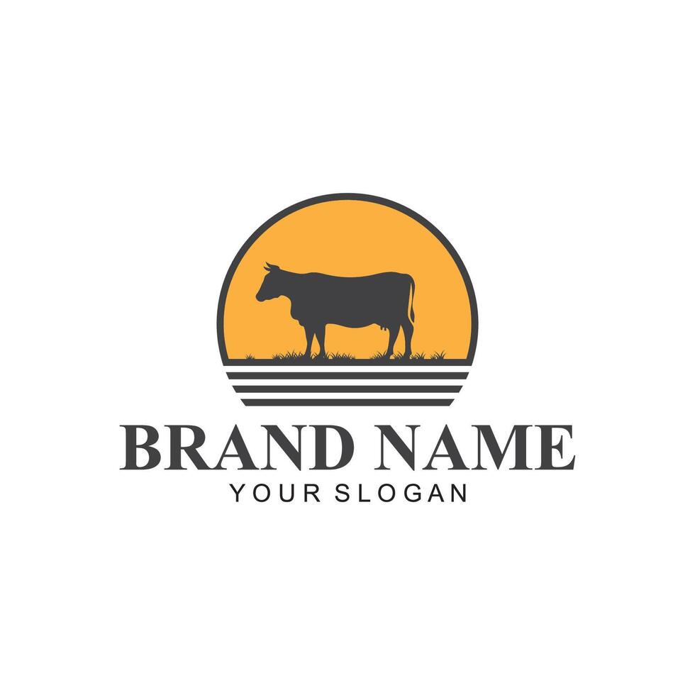 granja logo vector modelo. Clásico granja logo diseño vector ilustración. vaca logo