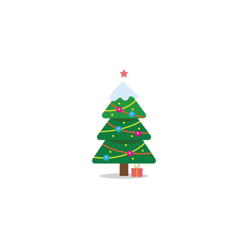 Navidad árboles, pinos para saludo tarjetas, invitaciones, pancartas, web. nuevo año y Navidad árbol tradicional símbolos con guirnaldas, ligero bombillas, estrellas. invierno Días festivos vector