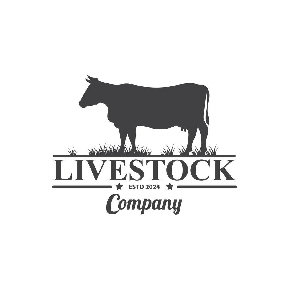Farm Logo Vector Template. Vintage farm logo design vector illustration. cow logo