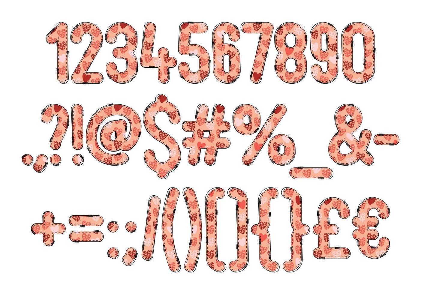 Versatile Collection of Lovey Numbers and Punctuation for Various Uses vector