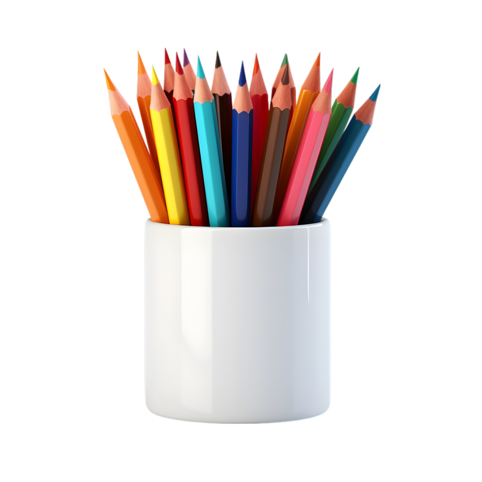 AI generated Colorful Pencils in a cup on png background