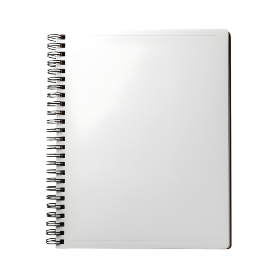 AI generated Blank notebook with metal spiral bound on png background