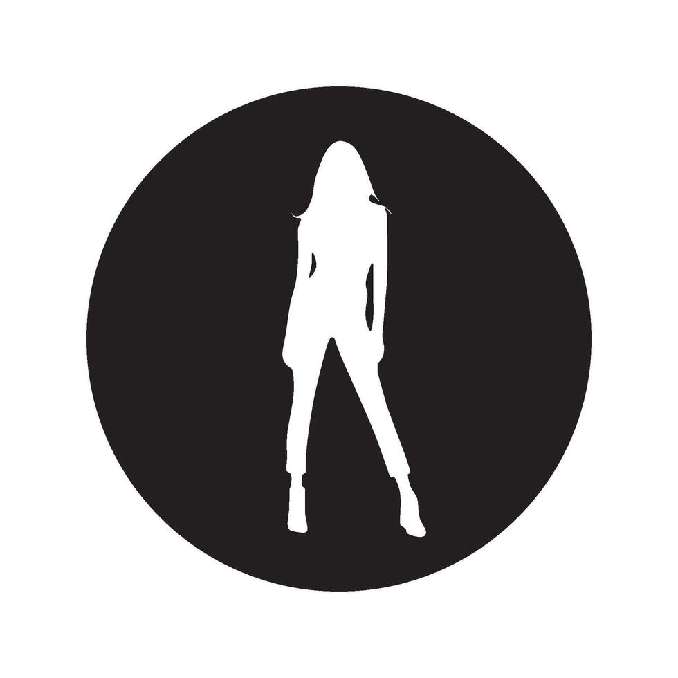 Silhouette of female model icon vector