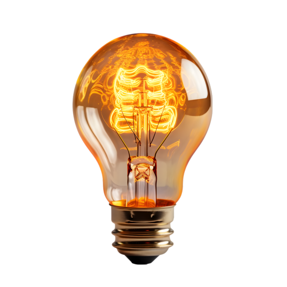 AI generated Glowing light bulb on png background