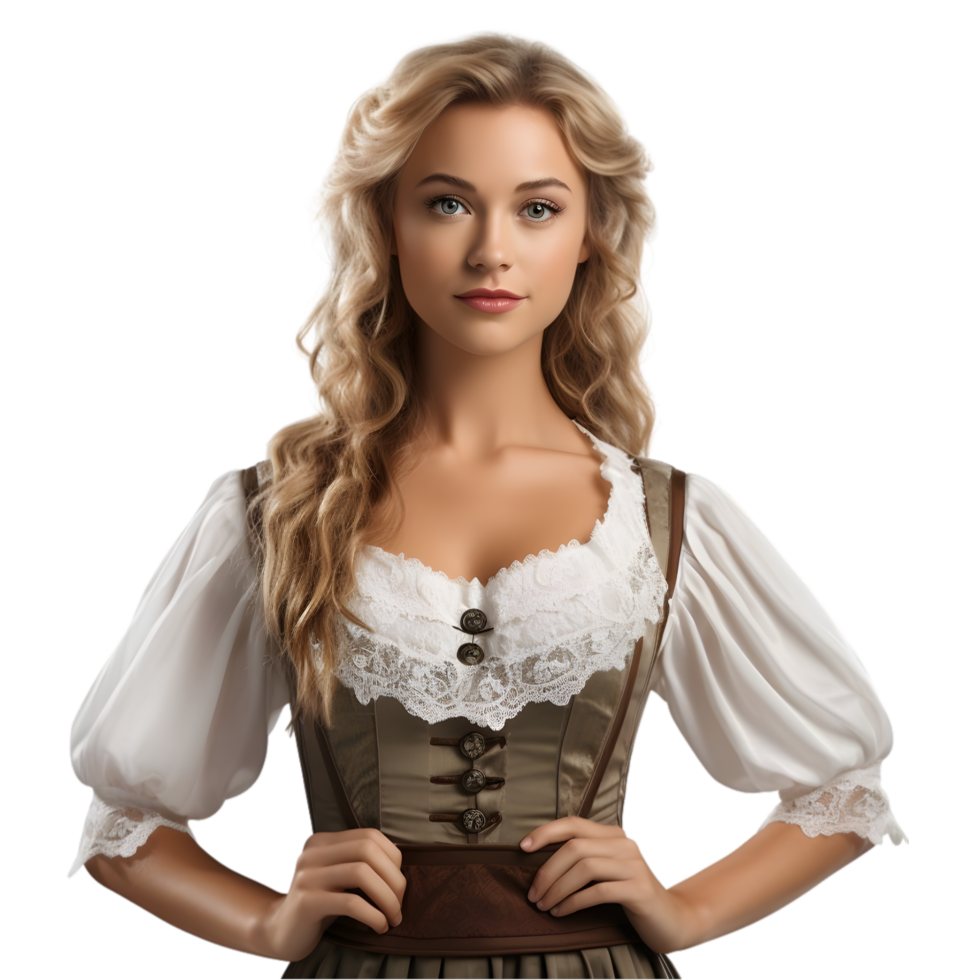 AI generated Portrait of a beautiful girl with curly hair on png background