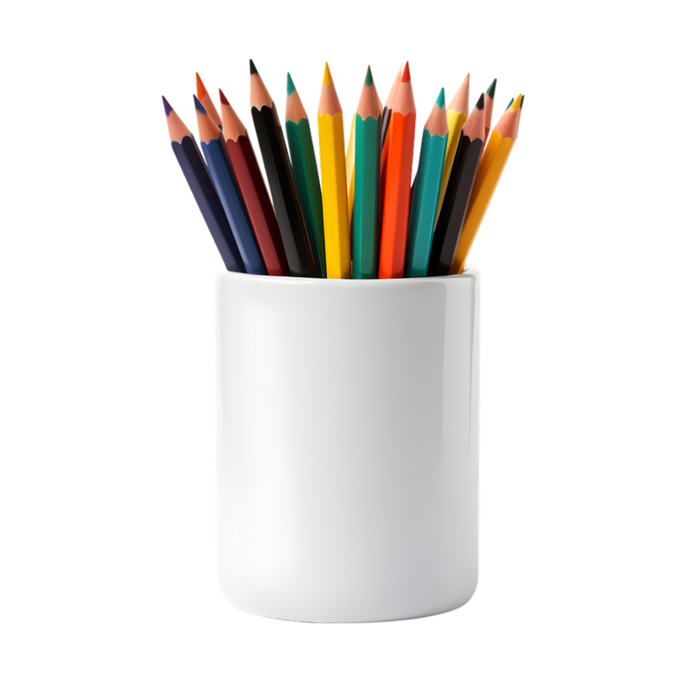 AI generated Colorful Pencils in a cup on png background