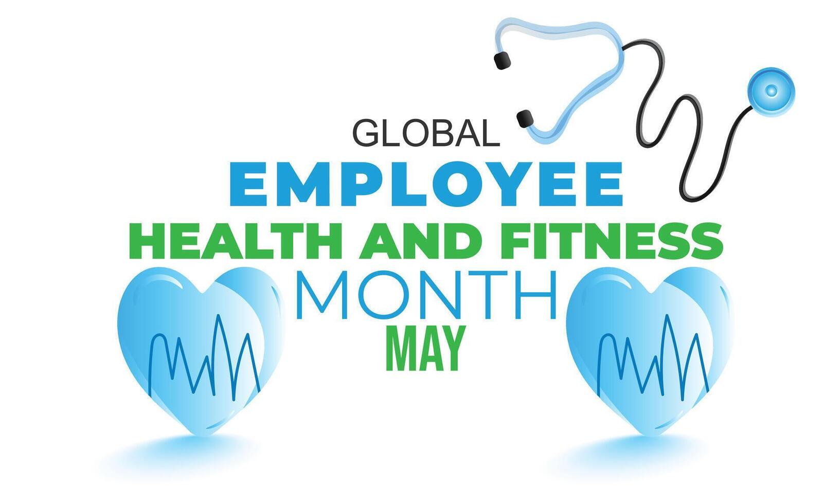 Global Employee health and fitness month. background, banner, card, poster, template. Vector illustration.