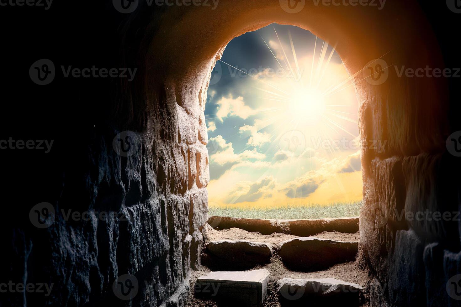 AI generated Opening of Empty tomb. Resurrection of Jesus photo