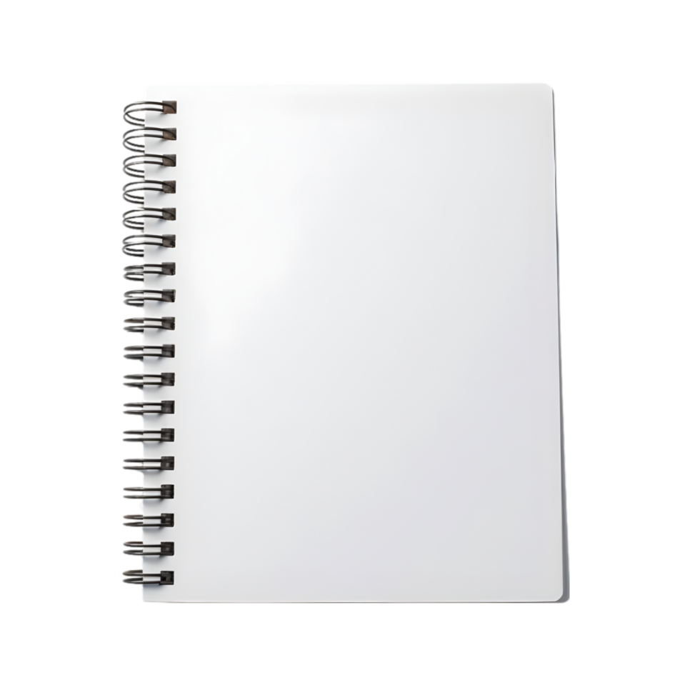 AI generated Blank notebook with metal spiral bound on png background