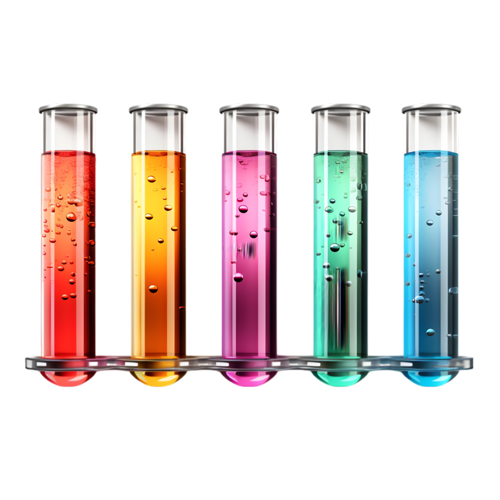 AI generated Laboratory glassware with colorful liquid on transparent background png