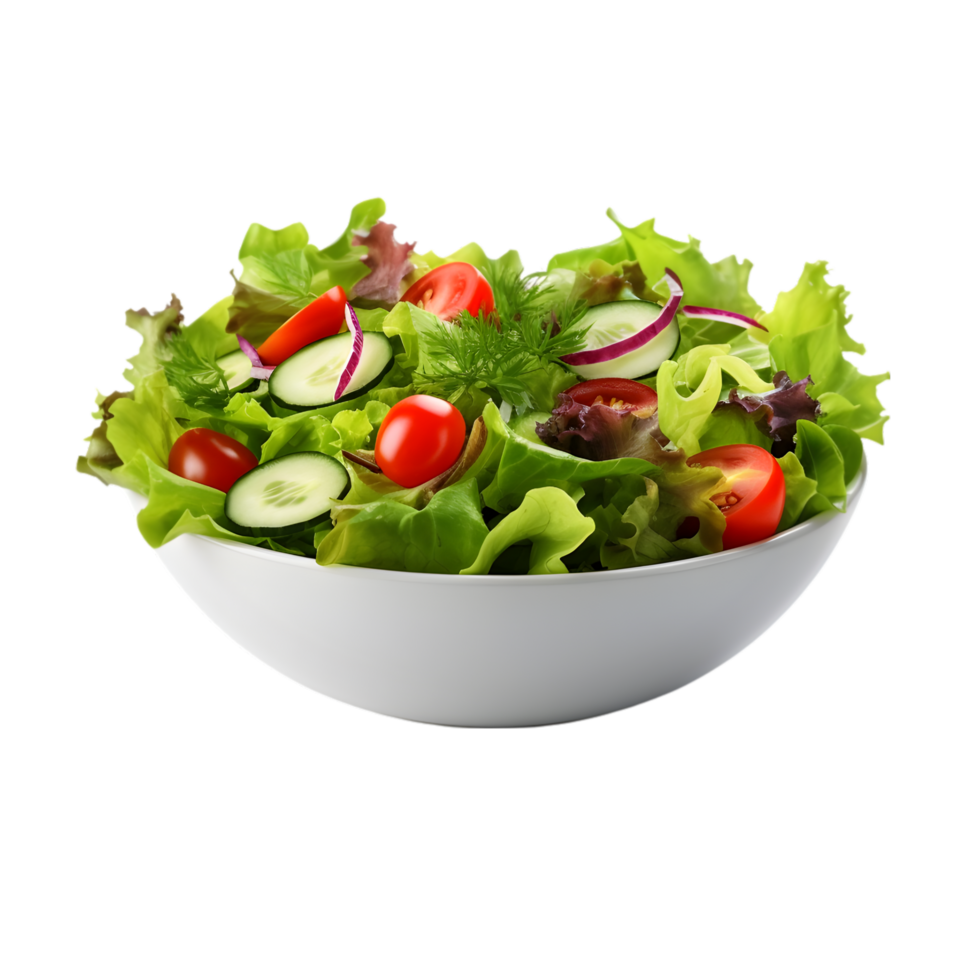 ai genererad färsk vegetabiliska sallad i en trä- skål isolerat på transparent bakgrund png