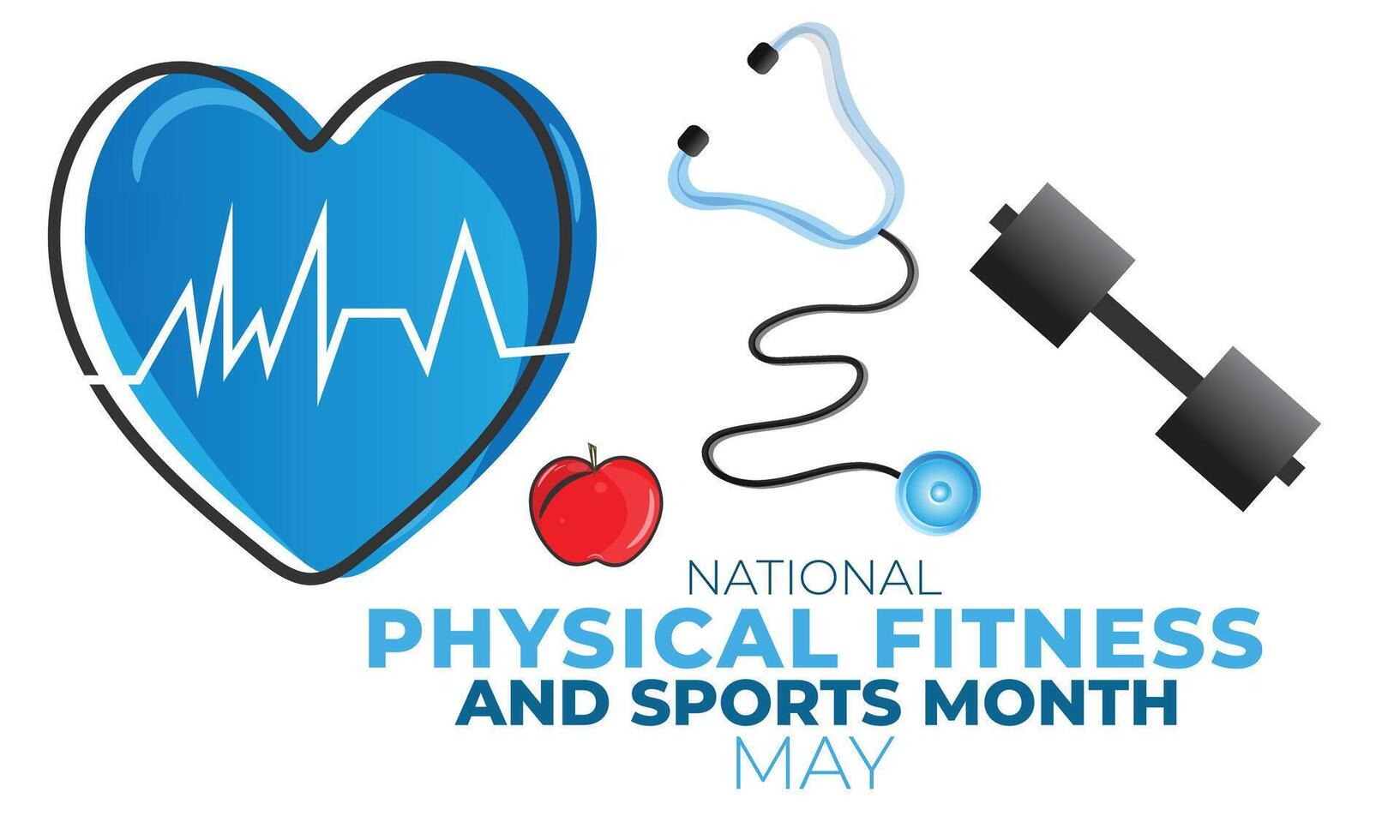 National Physical fitness and sports month. background, banner, card, poster, template. Vector illustration.